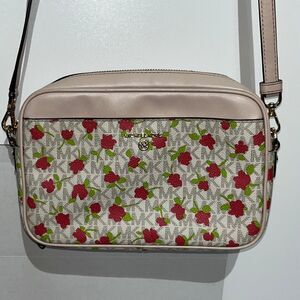 Michael Kors Women's Pink Red Rose Floral Jet Set Charm Camera Crossbody Bag